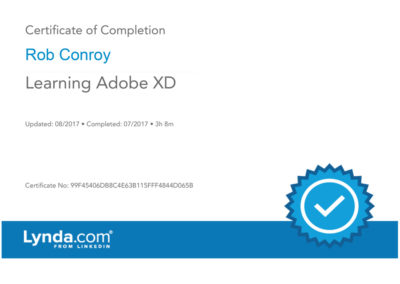 Learning Adobe XD Certificate of Completion