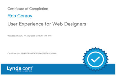 User Experience for Web Designers Certificate of Completion