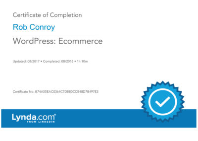 Word Press Ecommerce Certificate of Completion